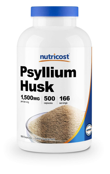 Nutricost Psyllium Husk 500mg, 500 Capsules - 1500mg Per Serving, Non-GMO & Gluten Free