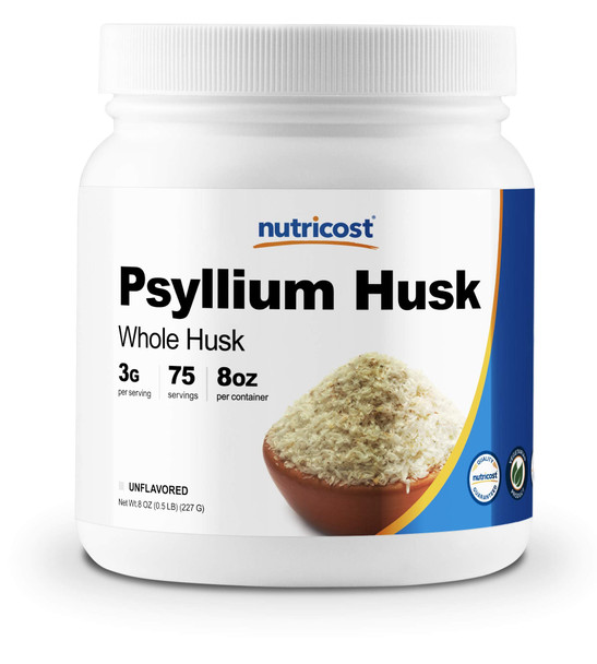 Nutricost Psyllium Whole Husk Powder (Flakes) 8oz - Gluten Free & Non-GMO