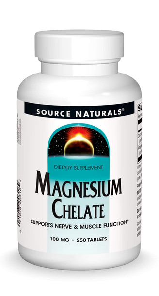 Source Naturals Magnesium Chelate - Supports Nerve & Muscle Function - 250 Tablets