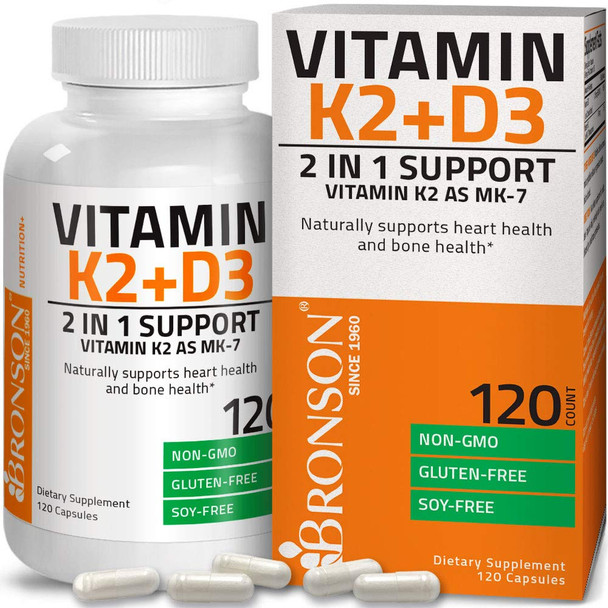 Vitamin K2 Mk-7 Plus Vitamin D3 Extra Strength - 120 Capsules