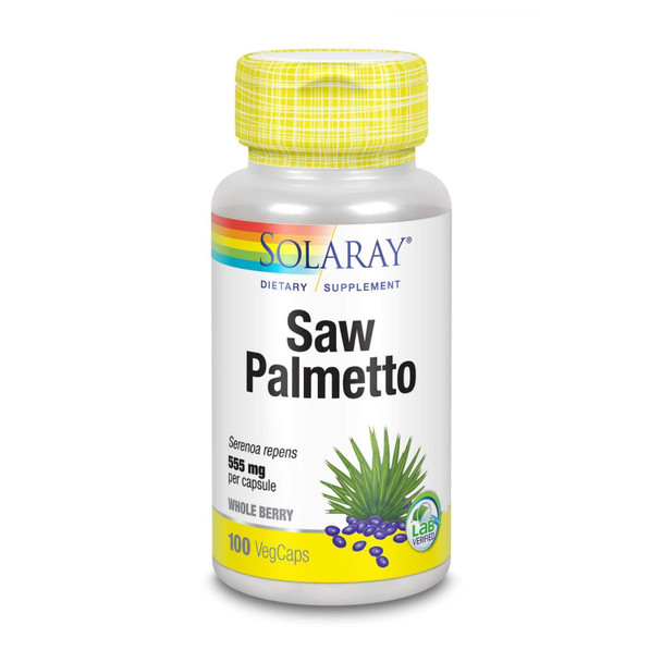 Solaray Saw Palmetto Berry 555mg | Healthy Prostate Support from Fatty Acids & Plant Sterols | Non-GMO, Vegan & Lab Verified | 100 VegCaps