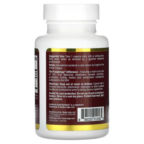California Gold Nutrition Reishi (Ganoderma Lucidum), Full-Spectrum, Certified Organic, Cellular Support, 90 Plantcaps