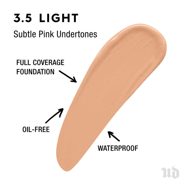 URBAN DECAY All Nighter Liquid Foundation 3.5 Light  Flawless Full Coverage for Oily  Combination Skin  Matte Finish  Waterproof  TransferResistant  1.0 fl oz