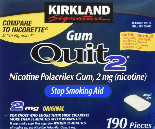 Kirkland Signature Quit Smoking Gum 2 mg 380 Count