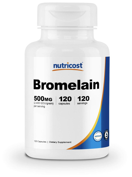 Nutricost Bromelain 500mg, 120 Vegetarian Capsules - Bromelain (2400 GDU/g), Non-GMO, Gluten Free