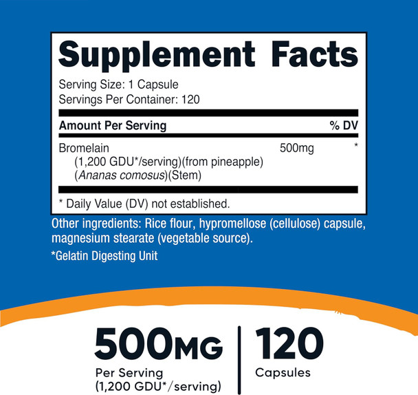Nutricost Bromelain 500mg 120 Vegetarian Capsules