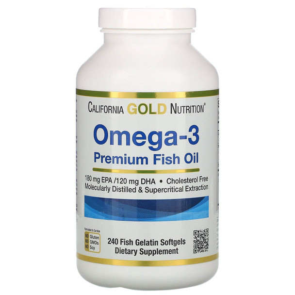 California Gold Nutrition Omega-3, Premium Fish Oil, 240 Fish Gelatin Softgels