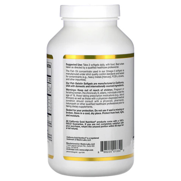 California Gold Nutrition Omega-3, Premium Fish Oil, 240 Fish Gelatin Softgels