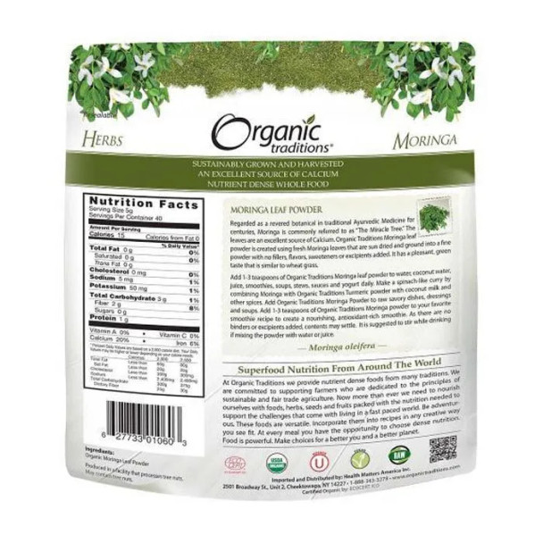 Organic Traditions Moringa Leaf Powder 200 g