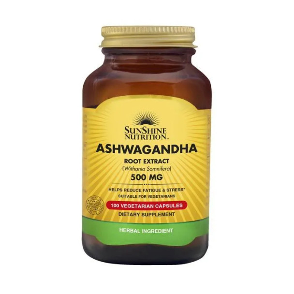 Sunshine Nutrition's Ashwagandha 500 mg Vegetable Capsules 100's