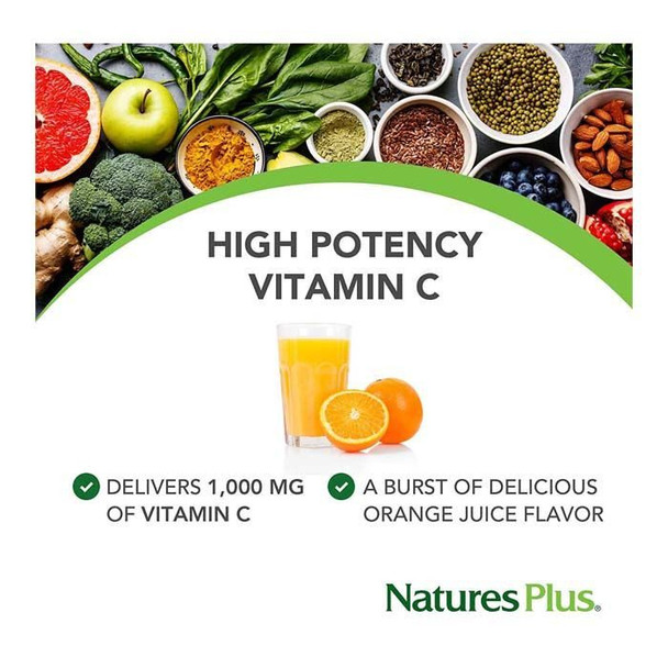 Natures Plus Orange Juice C 1000 Mg Chewable Vitamin C 60 Tablets