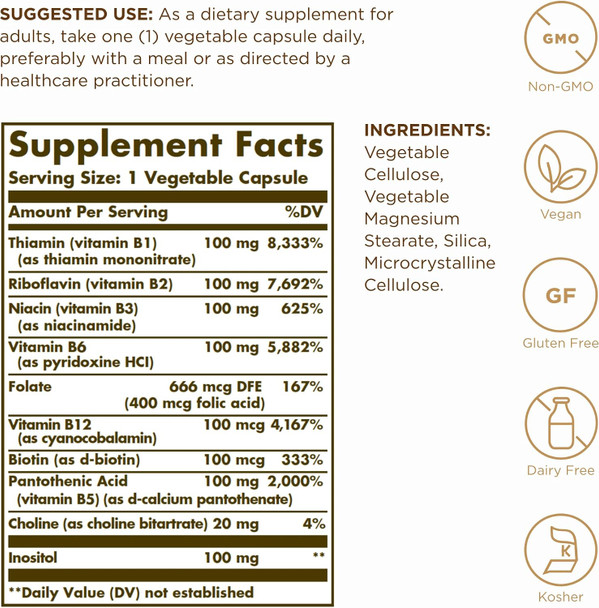 Solgar B Complex 100 Vegetable capsules 50's