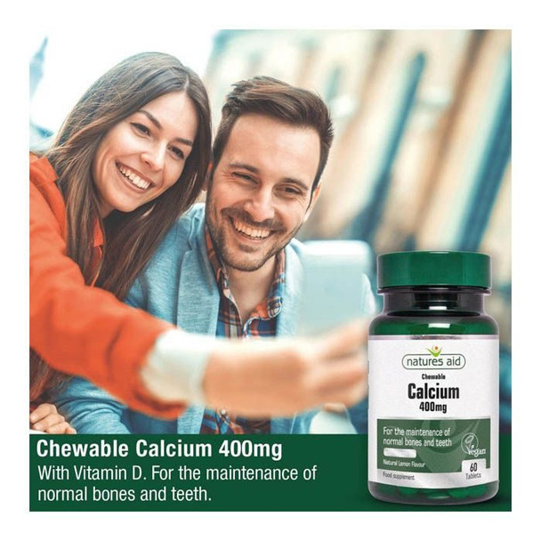Natures Aid Calcium 400 mg Chewable Tablets 60's