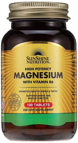 Sunshine Nutrition High Potency Magnesium With Vitamin B6 100 Tablets Sunshine Nutrition High Potency Magnesium With Vitamin B6 100 Tablets