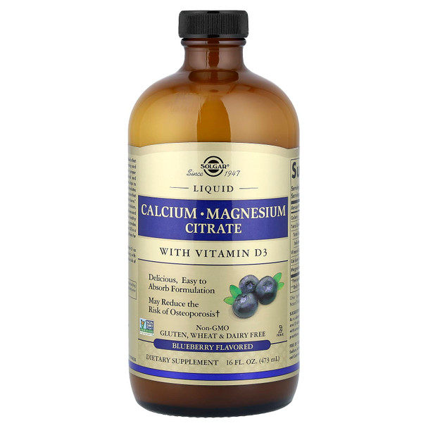 Solgar Liquid Calcium Magnesium Vitamin D3 Blueberry 16oz