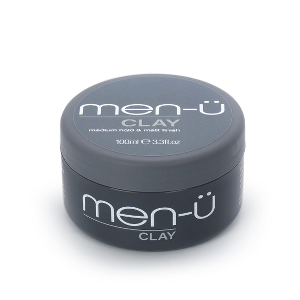 menu hair CLAY 100ml mens hair products  Great for matt choppy and dishevelled styles. SIGNATURE WATERMELON FRAGRANCE  Mens hair wax w/medium hold  matt finish. Single walled 100ml styling puck