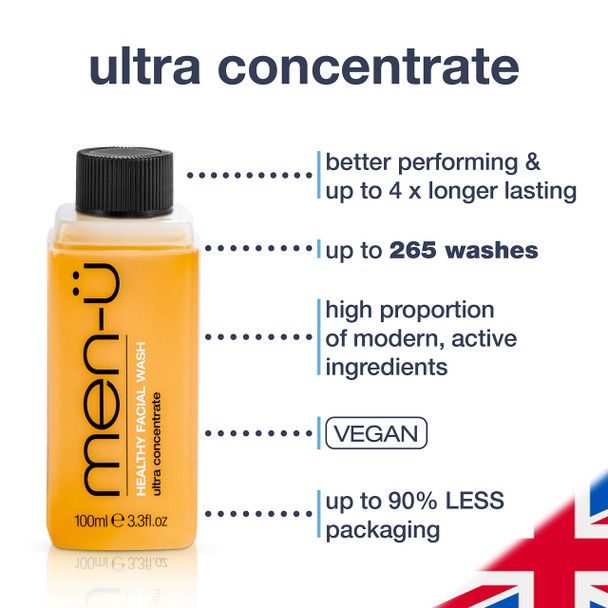 men HEALTHY FACIAL WASH 100ml for up to 265 washes UltraConcentrate Healthy Face Cleanser Facial Cleansing for Men Before or After Shaving