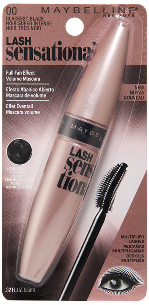 Maybelline New York Lash Sensational Mascara Blackest Black 0.32 Fluid Ounce