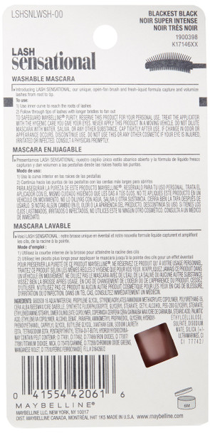 Maybelline New York Lash Sensational Mascara Blackest Black 0.32 Fluid Ounce