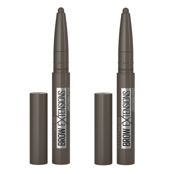 Pack of 2 Maybelline New York Brow Extensions Fiber Pomade Crayon Eyebrow Makeup Black Brown  262