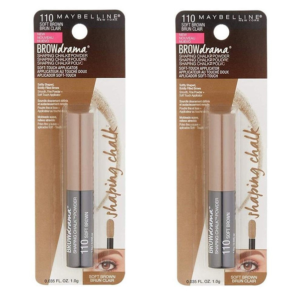 Pack of 2 Maybelline New York Brow Drama Shaping Chalk Powder Soft Brown 110