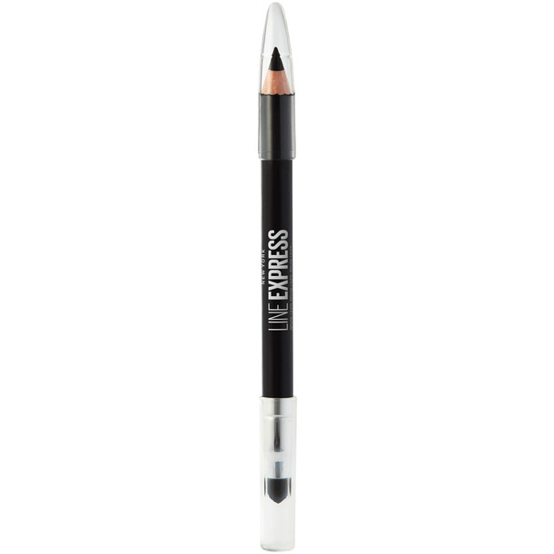 Maybelline New York Line Express Sharpenable Wood Pencil with BuiltIn Blending Smudger Tip Creamy Liner Eyeliner Eye Makeup Ebony Black 0.035 oz.