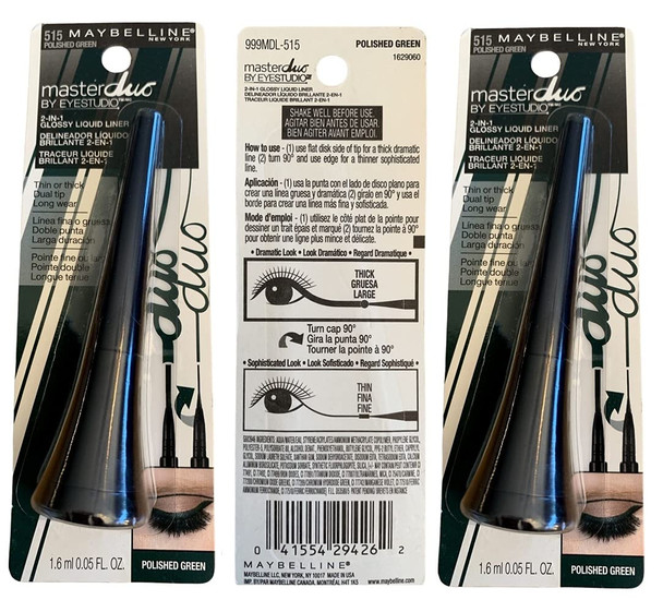 Pack of 3 Maybelline New York Master Duo 2in1 Glossy Liquid Liner Polished Green 515