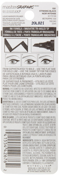 Maybelline New York Eye Studio Master Graphic Liquid Eyeliner Striking Black 0.084 Fluid Ounce