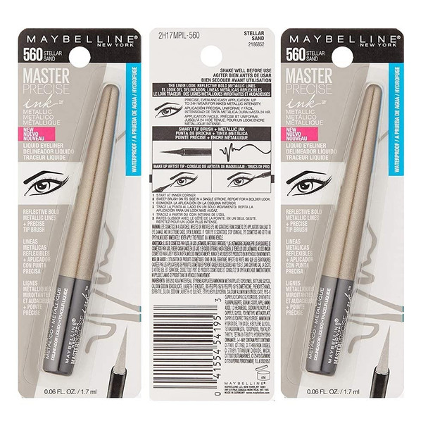 Pack of 3 Maybelline New York Master Precise Ink Metallic Liquid Liner Stellar Sand 560