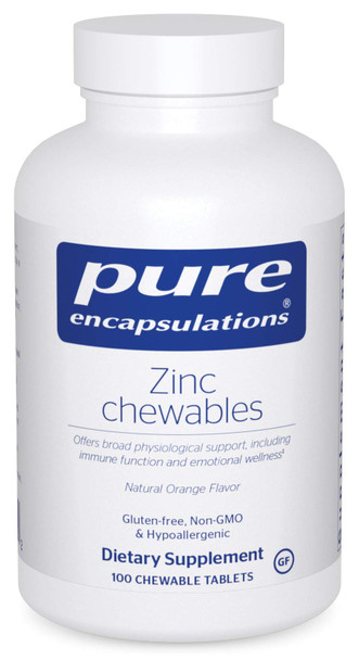 Pure Encapsulations Zinc Chewables | Supplement for Immune System Support, Growth and Development, Wound Healing, Prostate, and Reproductive Health | 100 Chewable Tablets | Natural Orange Flavor