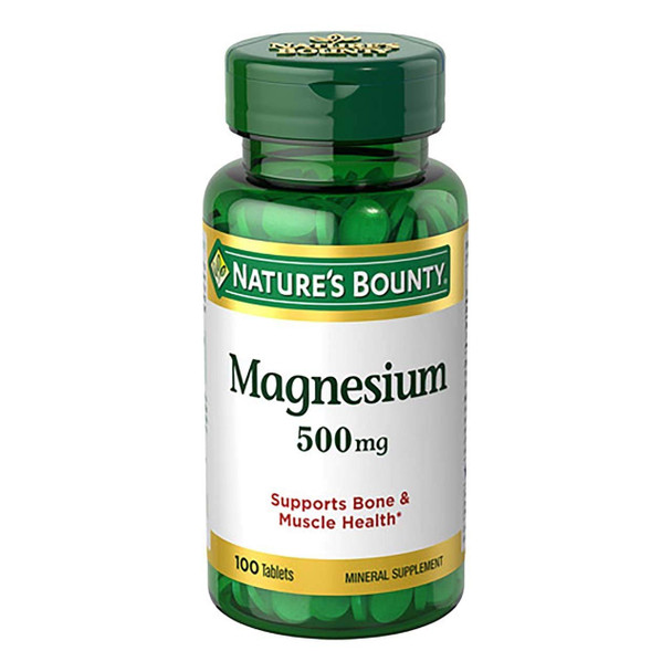 Nature's Bounty Magnesium 500 mg Tablets 100 ea (Pack of 2)