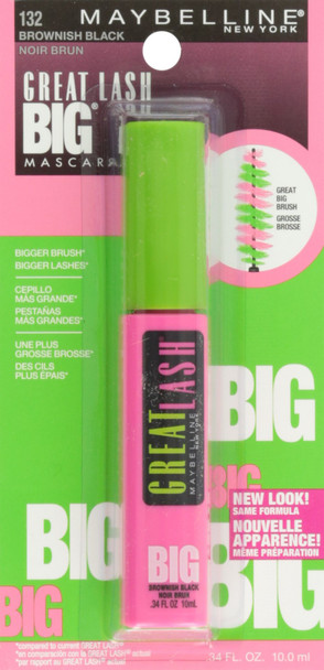 MAYBELLINE NEW YORK Great Lash Big Washable Mascara Brownish Black 132 0.34 Fluid Ounce