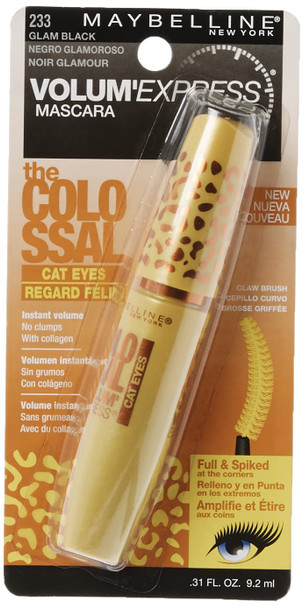 Maybelline New York Volume Express Colossal Cat Eyes Washable Mascara Glam Black 0.31 Fluid Ounce