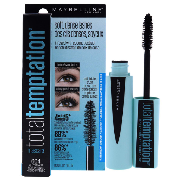 Maybelline New York Makeup Total Temptation Waterproof Mascara Very Black 0.3 Fl Oz Pack of 1  K2466800