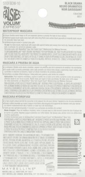Maybelline New York The Falsies Volum Express Waterproof Mascara Black Drama 385 0.28 Fluid Ounce