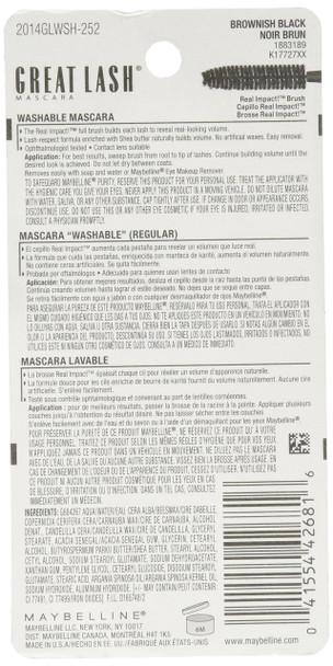 Maybelline New York Great Lash Real Impact Washable Mascara Brownish Black 0.37 Fluid Ounce