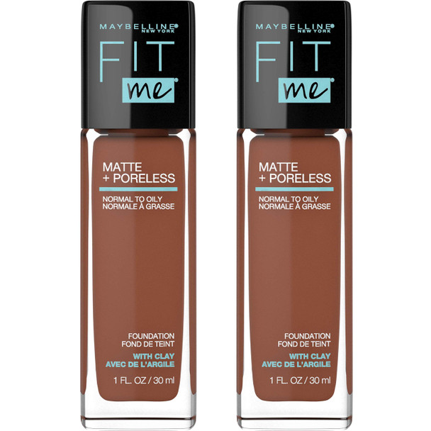 Maybelline Fit Me Matte  Poreless Liquid Foundation Makeup Nutmeg 2 COUNT