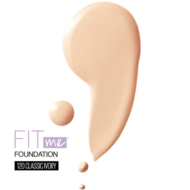 Maybelline New York Fit Me Dewy  Smooth Foundation 120 Classic Ivory 1 Fl. Oz Count of 1 Packaging May Vary