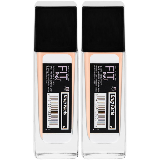 Maybelline New York Fit Me Dewy  Smooth Foundation Makeup Ivory 2 Count