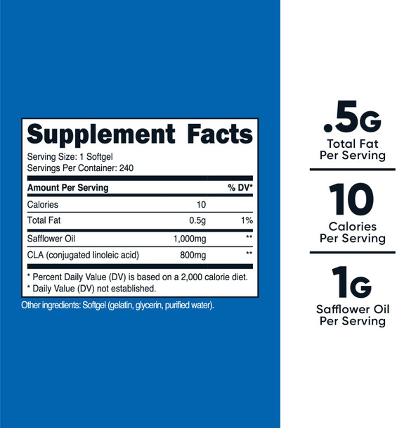 Nutricost CLA (Conjugated Linoleic Acid) 800mg, 240 Softgels