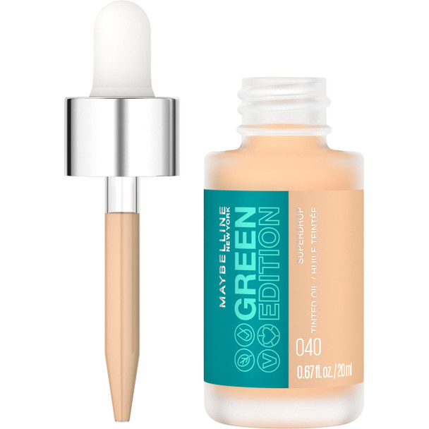 Maybelline New York Green Edition Superdrop Tinted Oil Makeup Adjustable Natural Coverage In 8 Shades Formulated With Jojoba and Marula Oil 40 0.67 fl oz