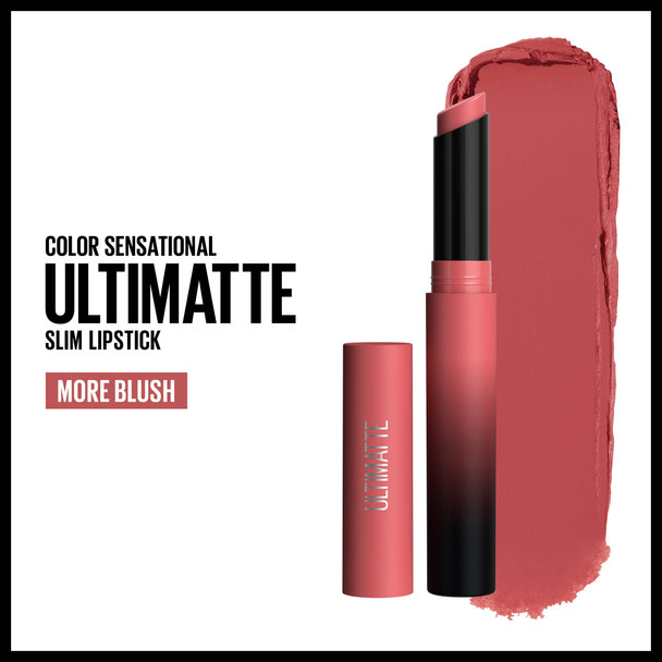 Maybelline Color Sensational Ultimatte Matte Lipstick NonDrying Intense Color Pigment More Blush Rose Pink 0.06 oz