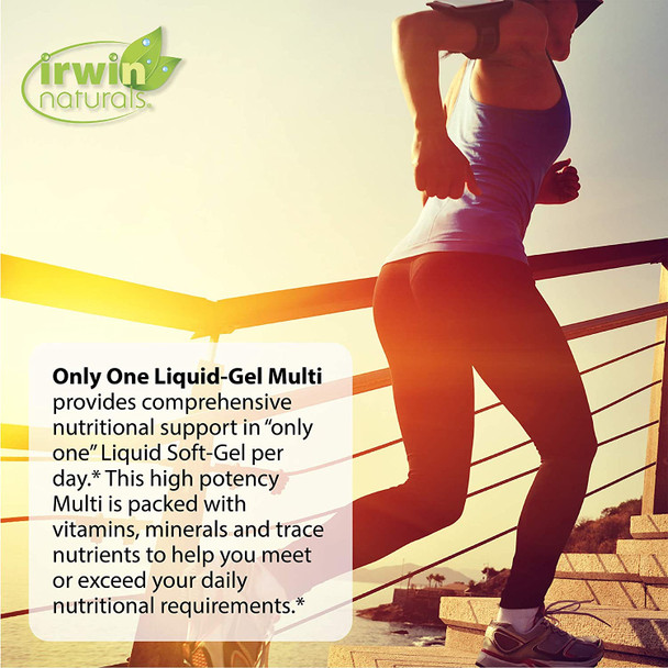 Irwin Naturals Only One Liquid-Gel Multi - No Iron Daily Essential Vitamins, Minerals, Antioxidants, Omega-3 & Green Super Foods - 60 Liquid Softgels Irwin Naturals Only One Liquid-Gel Multi - No Iron Daily Essential Vitamins, Minerals, Antioxidants, Omega-3 & Green Super Foods - 60 Liquid Softgels