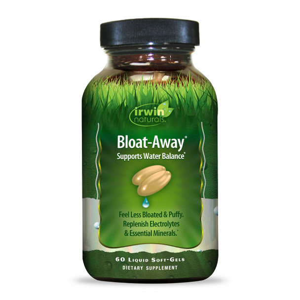 Irwin Naturals Bloat-Away - Water Balance Support - Replenish Electrolytes & Essential Minerals - 60 Liquid Softgels