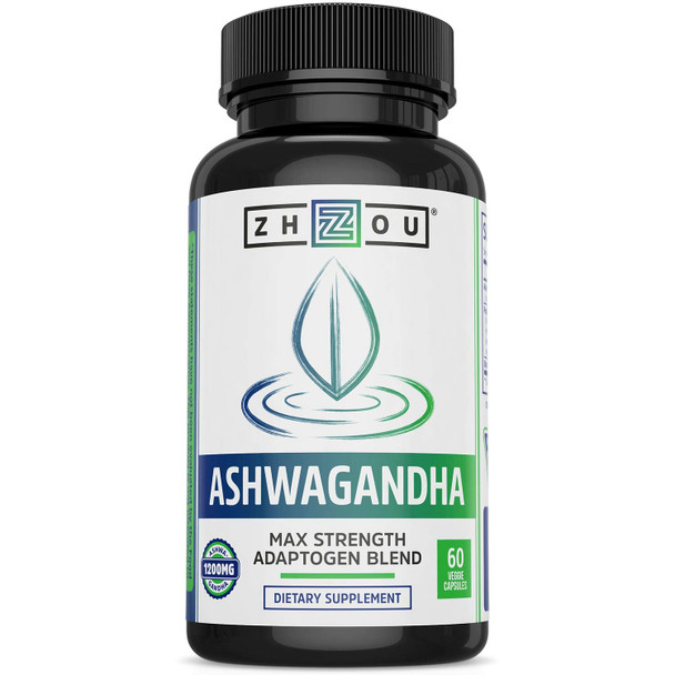 Zhou Ashwagandha | Natural Adaptogenic Supplement With Rhodiola | For Stress And Occasional Anxiety Relief | 30 Servings, 60 Ct