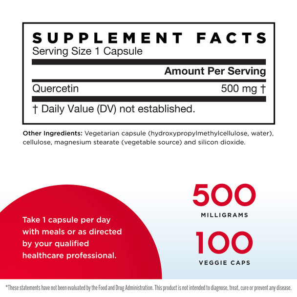 Jarrow Formulas Quercetin, Cardiovascular Support, 500 mg, 100 Veggie Caps