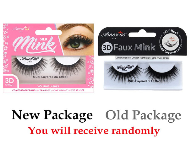 Amorus 3D Hand made Faux Mink Purple Lashes 19 Nature fluffy light Reusable3612 pack 3 PACK