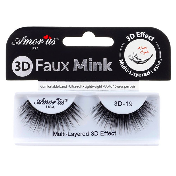 Amorus 3D Hand made Faux Mink Purple Lashes 19 Nature fluffy light Reusable3612 pack 12 PACK