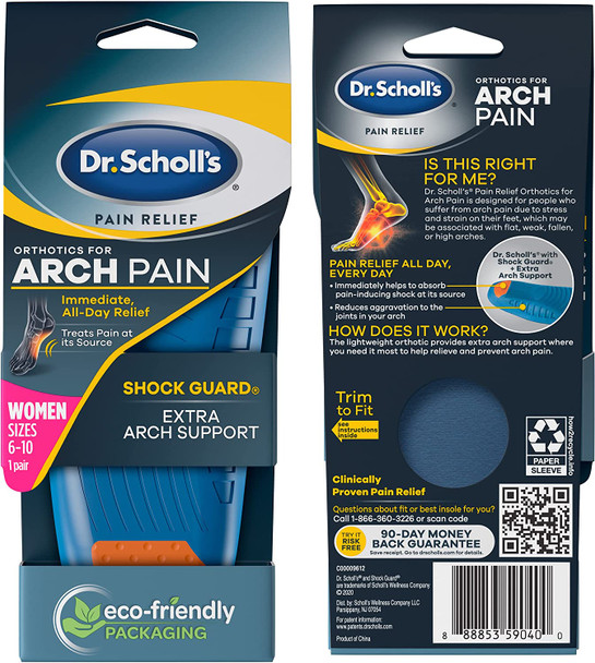 Dr. Scholls ARCH Pain Relief Orthotics Insoles for Women 610 1 Pair Shoe Inserts