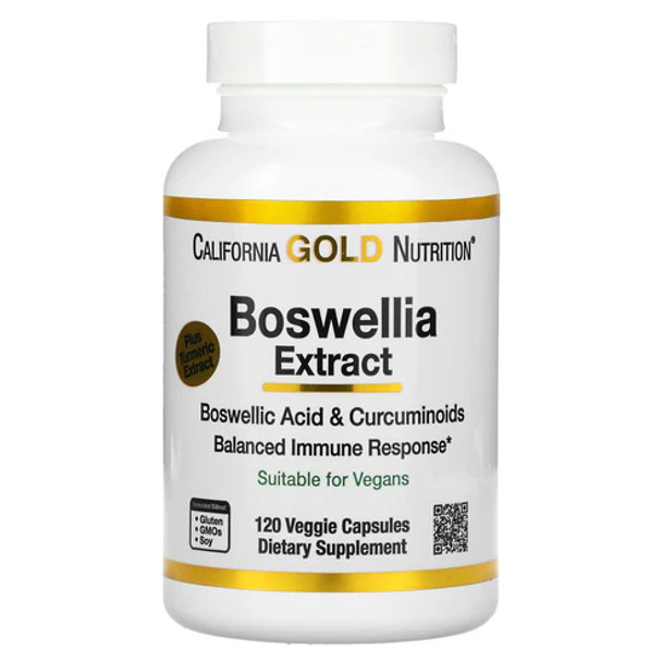 California Gold Nutrition Boswellia Extract, Plus Turmeric Extract, 250 mg, 120 Veggie Capsules